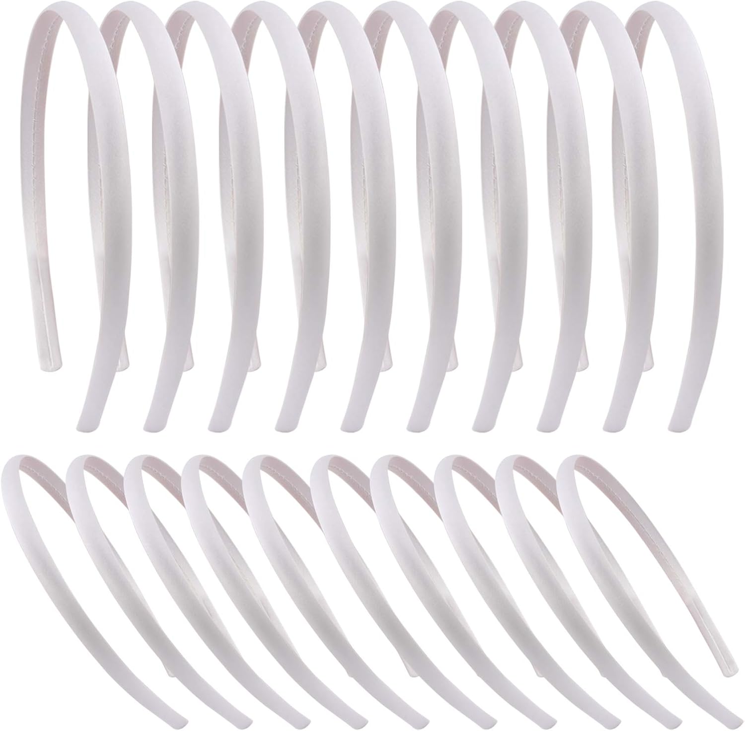 Candygirl 20 Pieces 1cm Satin Headband Girls Alice Band Girl Women DIY Colourful Ribbon Covered Hairbands