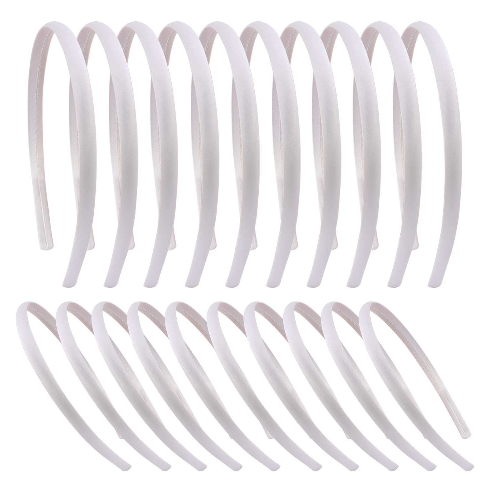 Candygirl 20 Pieces 1cm Satin Headband Girls Alice Band Girl Women DIY Colourful Ribbon Covered Hairbands