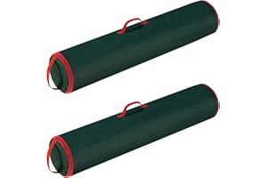Set of 2 Wrapping Paper Storage Bags - Zippered Canvas Totes with Sturdy Nylon Handles - Fits Up to 40-Inch Rolls of Gift Wrap by Elf Stor (Green)