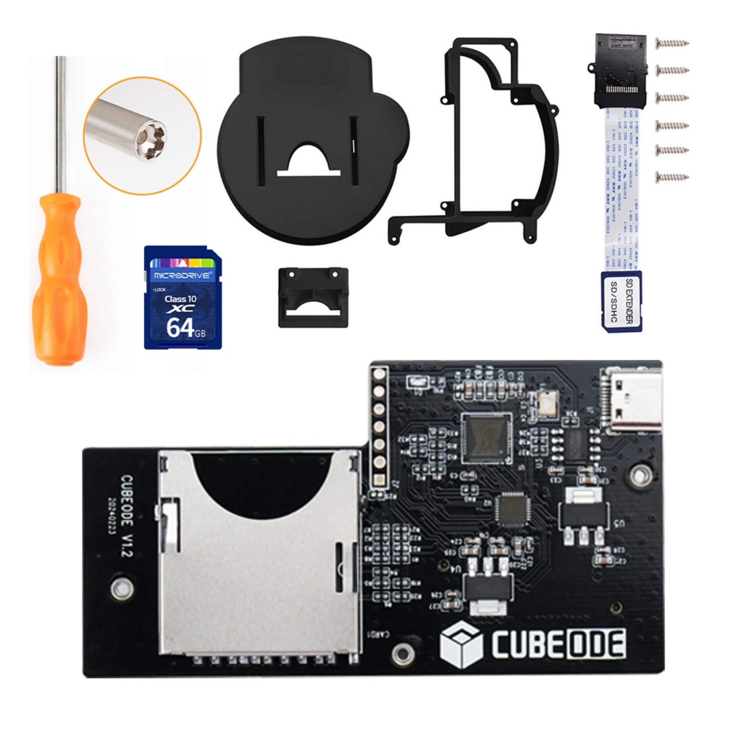 BITFUNX CUBEODE V1.2 Optical Drive Emulator Board - Support Firmware Upgrade and Audio Streaming Games, for GC Loder Swiss SD2SP2 Reader, Plug & Play for NGC Dol-101 & Dol-001