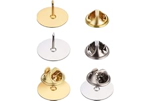 Canomo 50 Pairs Butterfly Pin Backs with 15mm Tie Tacks Blank Pins for for Lapel Pins, Service Bars and Jewelry(Silver and Gold)