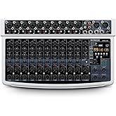 BOMGE 12 Channel Professional Audio Mixer, Bluetooth Studio Mixer with USB, 48V Power, XLR/RCA Inputs, 99 DSP Effects For Professional and Beginners (12F-W)