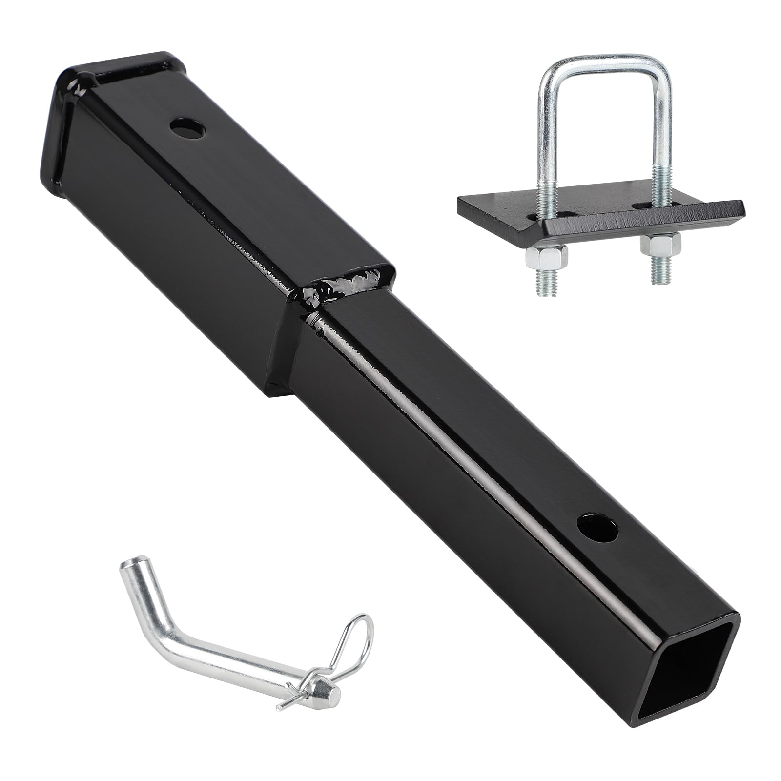 Photo 1 of CPROSP 12'' Trailer Hitch Extension with Hitch Tightener Anti Rattle Stabilizer, Fits for 2" Receiver Tube Tow Bar Steel Shank Heavy Duty 6000 lbs, Hitch Extender with 5/8'' Pin Hole