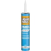 Liquid Nails 10 oz Latex Projects &amp; Foamboard Adhesive | Off-White Interior Glue Bonds Foam Insulation, Drywall &amp; Panels, Low Odor, No Stain
