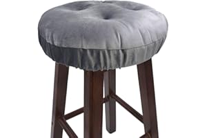 Augld Bar Stool Cushion Soft Velvet Padded Round Stool Cover 12" Velvet Grey