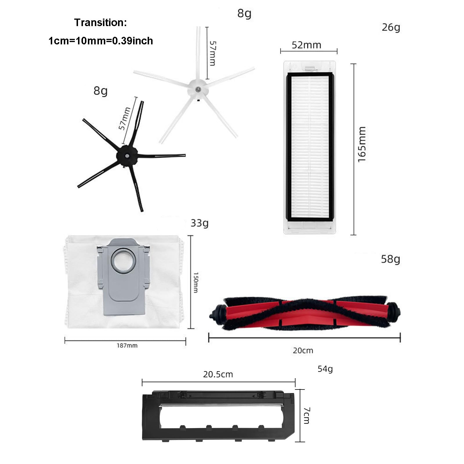 HUAYUWA Vacuum Attachments (6 Pack Washable Filters) Compatible with ROBOROCK Q5 Q5+ Robotic Vacuum Cleaner Replacement Parts Accessories