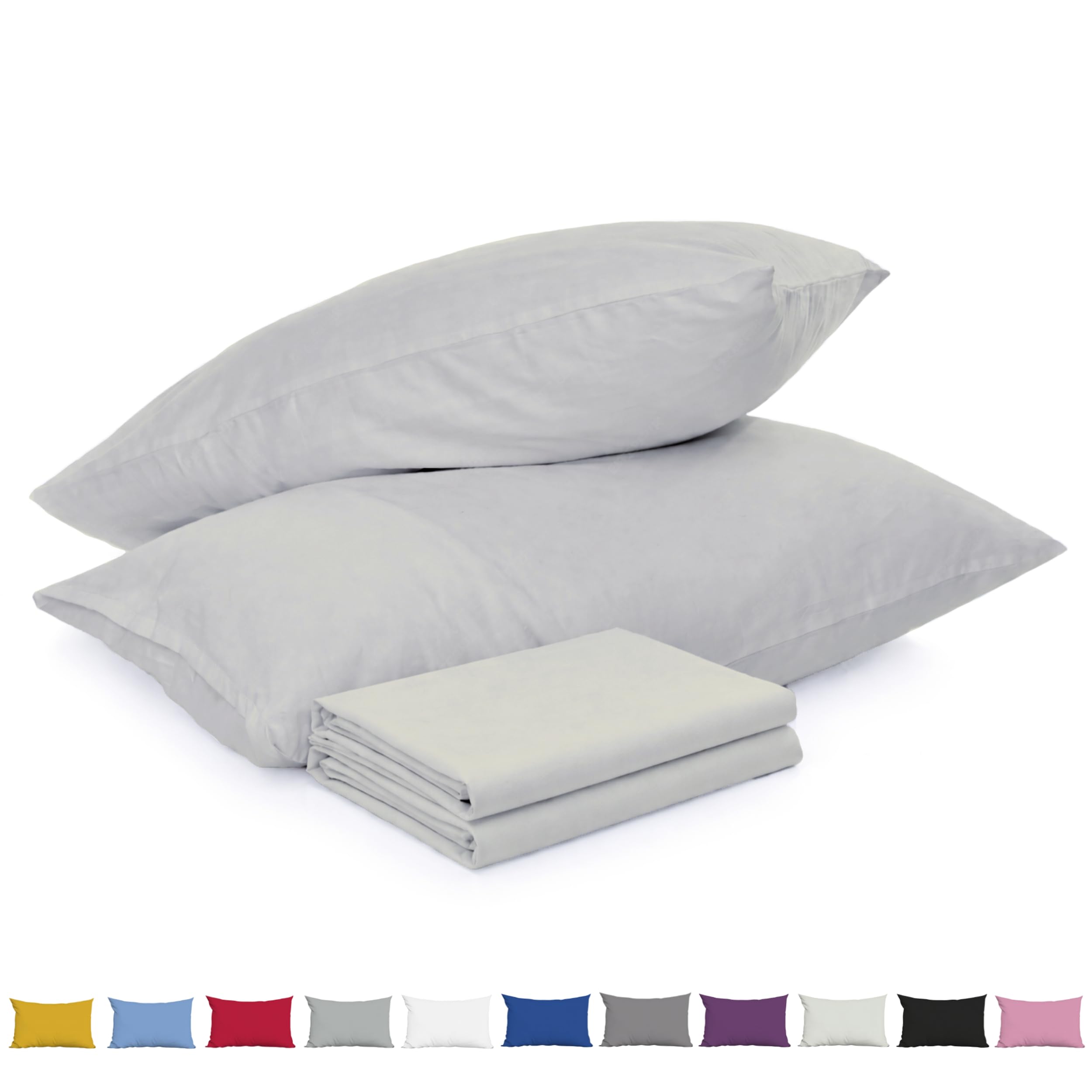 Pillow Cases 2 Pack Cream - 100% Brushed Microfibre UK-Standard Size 50x75cm Envelope Closure Pillowcase - Wrinkle & Stain Resistant Pillow Cover - OEKO-TEX Certified Pillowcases (2, Cream)