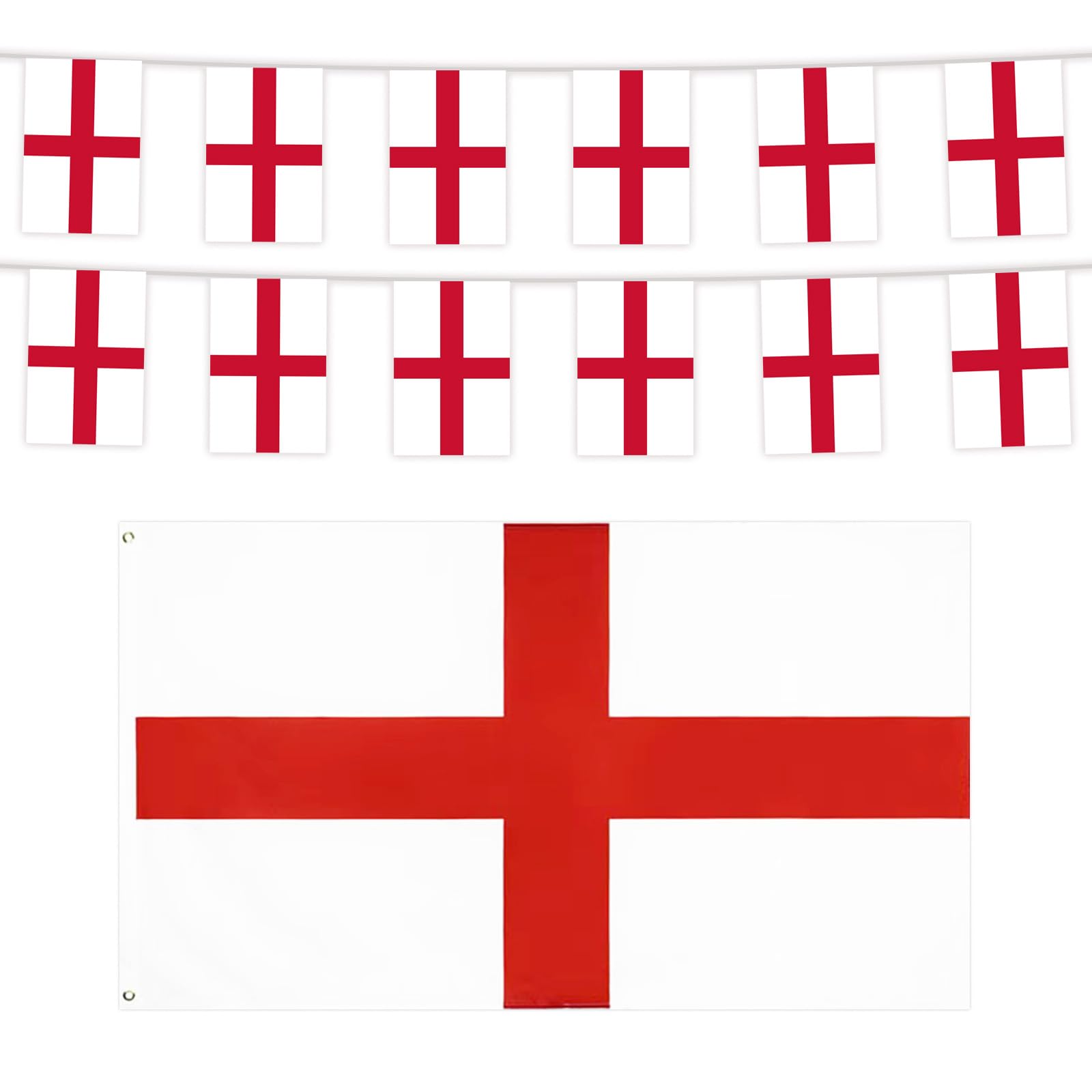 YOFANUP England Bunting Flags, England Flag - 5x3ft/150x90cm with Eyelets, Bunting - 20 Flags, 16.5ft/5m, Great for Womens Rugby Championship 2025 Decorations