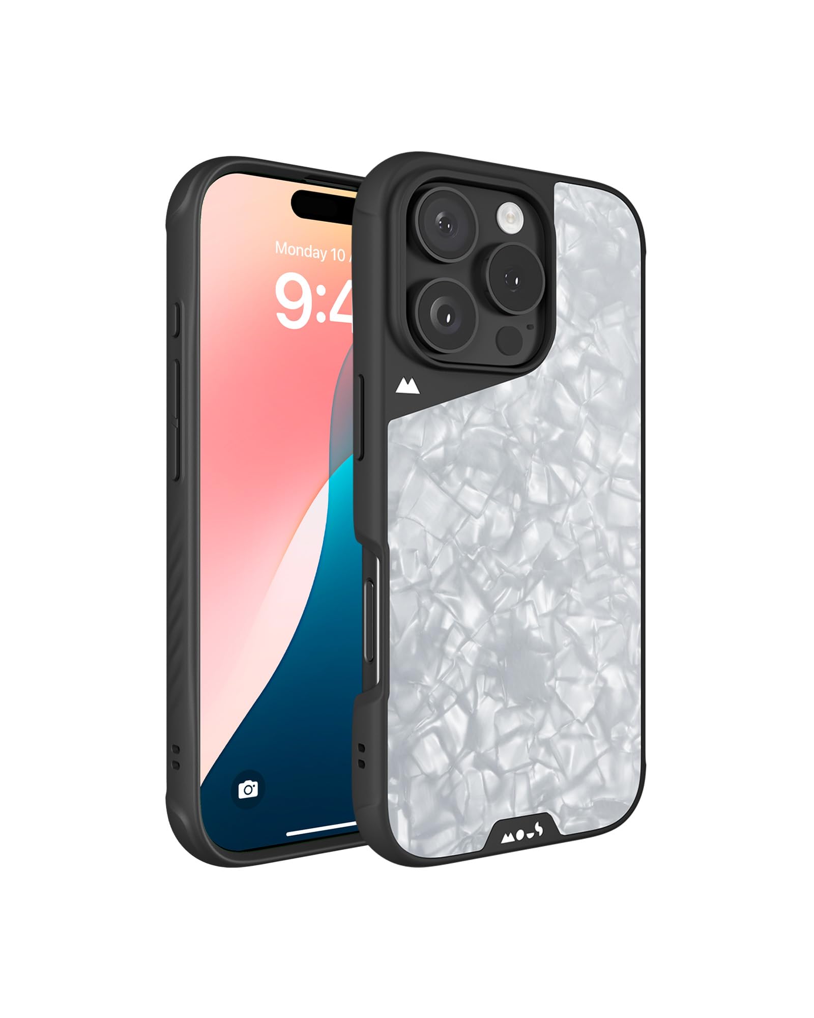 Mous for iPhone 16 Pro Max Case MagSafe Compatible - Limitless 6.0 - Silver Pearl - Protective Shockproof Phone Cover