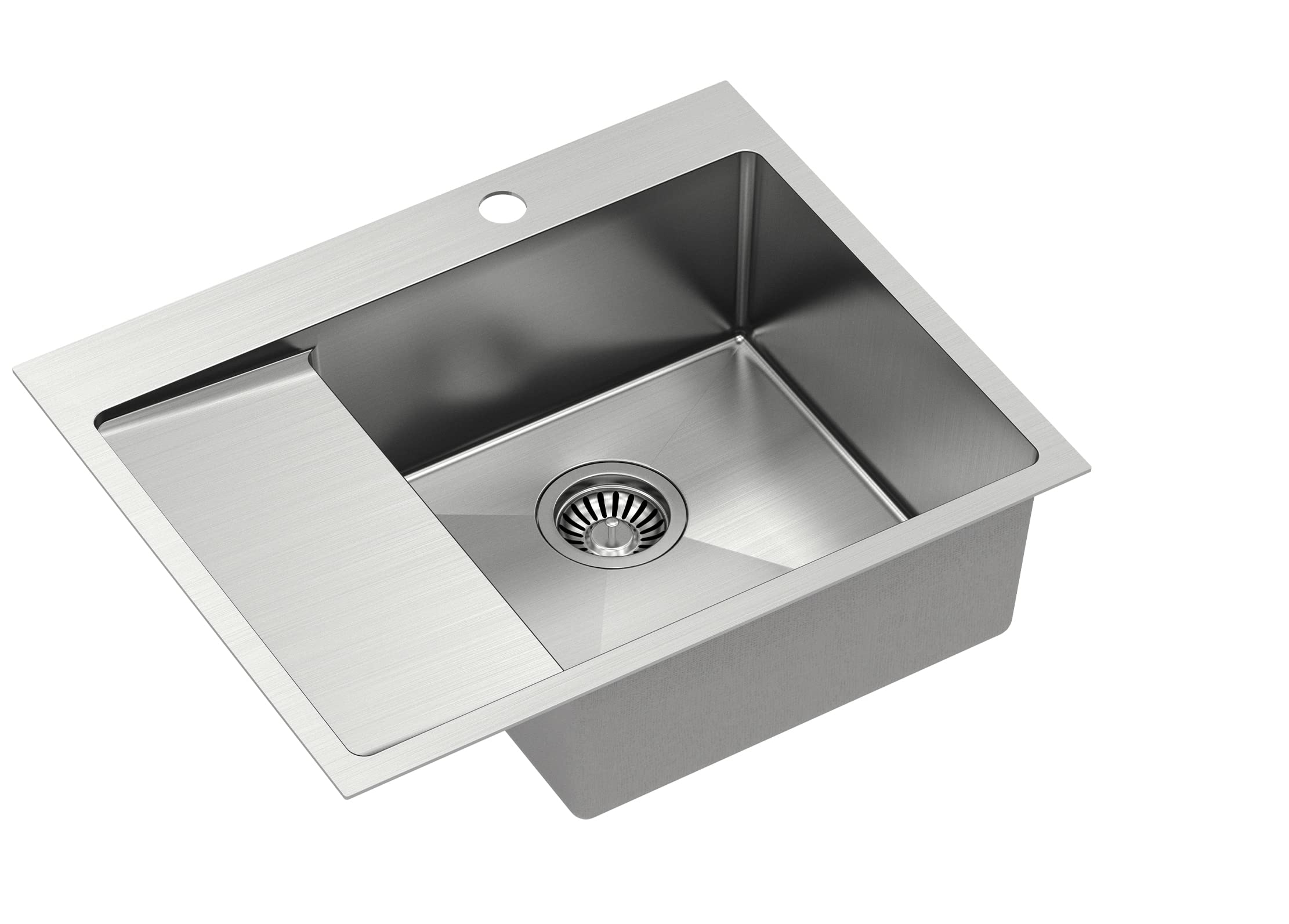 Quadron Russell 116 Single Bowl Sink, Dimensions: 62 x 48 x 20 cm, Fits Cabinet Width: 45 cm (Steel (Right Side))