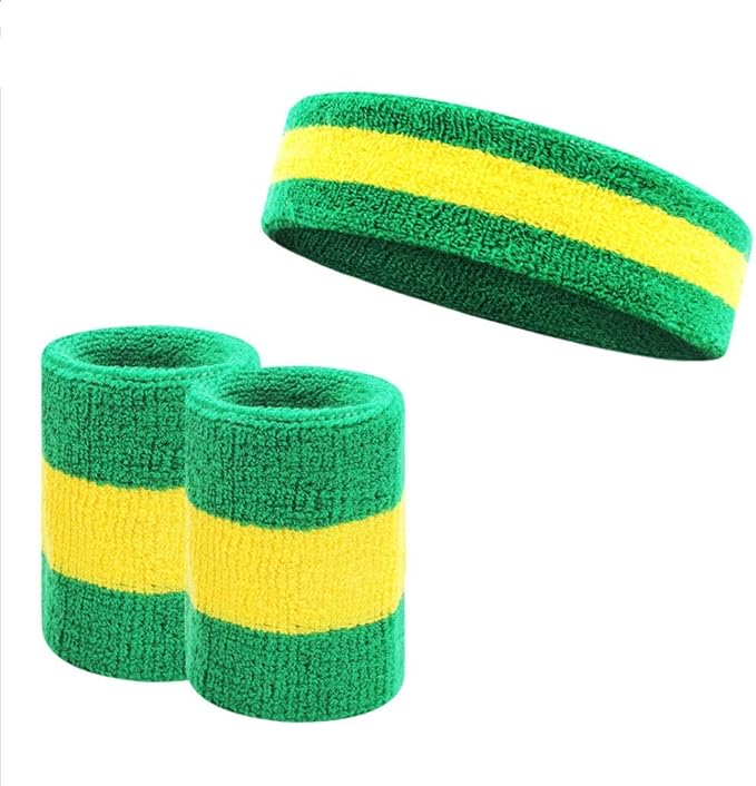 Sweatband Set Sports Headband Wristband Set Sweatbands Terry Cloth
