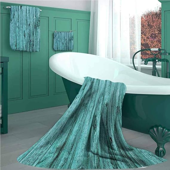 Turquoise 100 Cotton 3 Piece Striped Bath Towel Set, Wall