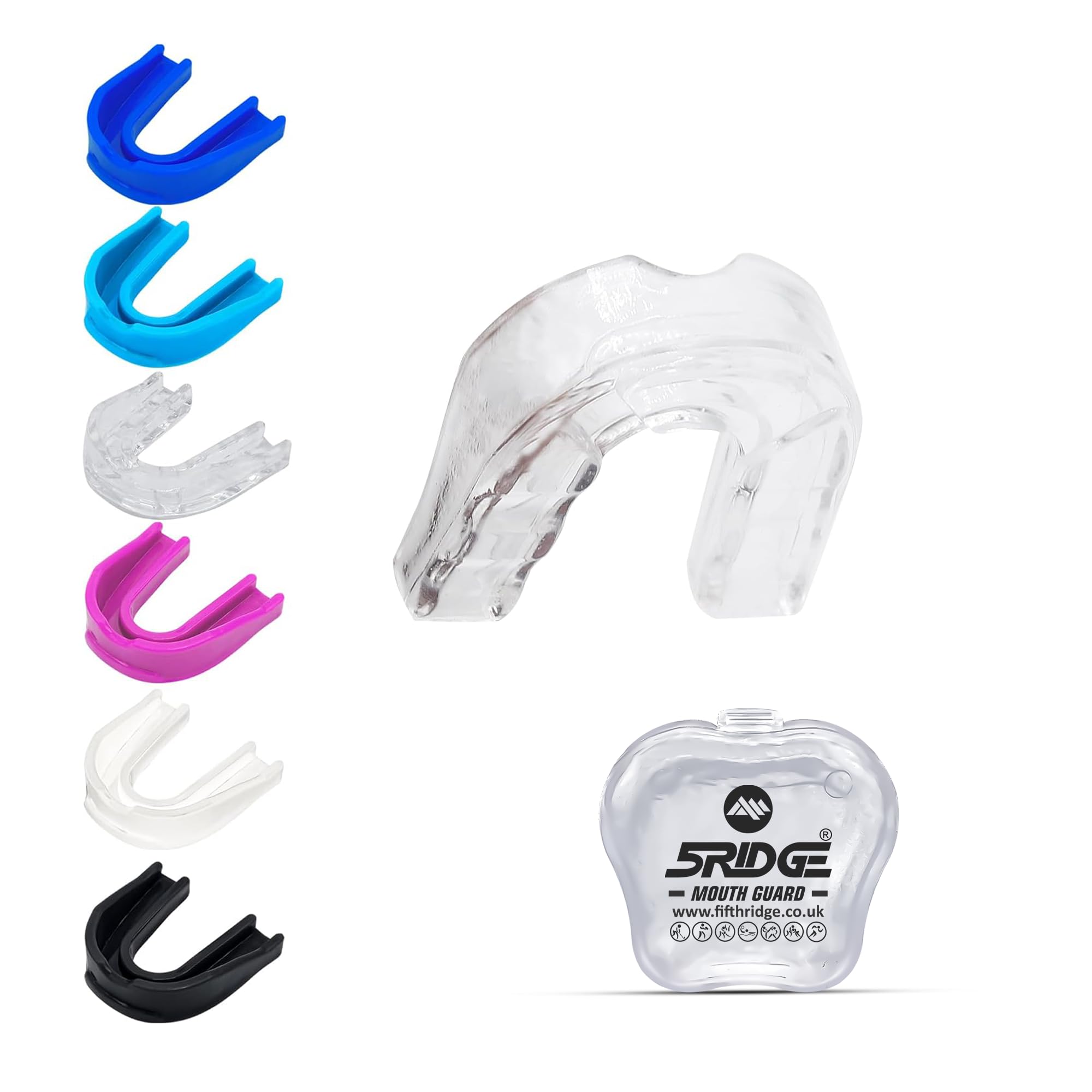 Mouth Guard - Slim Fit Sports Mouth Guard with Case - Gum Shield for Protection in Contact Sports - Durable Boxing, MMA, Judo, Karate, Rugby, Hockey, Football Mouthguard (Clear, Youth Under 10)