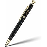 MCNTEIK Black Click Pen With 24K Gold Finish, Fine lacquer work, Exquisite Gel Pen Gift Set for Men & Women, ADMOK Black refill, Office Supplies, Professional, Executive, Nice Retractable Pen