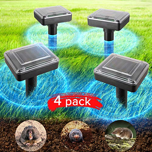 JIA LE Upgrade Mole Repellent, 4 Pack Ultrasonic Animal Repellent Solar Powered Gopher and Vole Chaser Humane Rodent Repeller (Black) JIA LE Upgrade Mole Repellent, 4 Pack Ultrasonic Animal Repellent Solar Powered Gopher and Vole Chaser Humane Rodent Repeller (Black)
