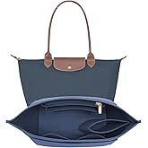LOUKAYCCI Felt Purse Organizer Insert for Longchamp Le Pliage L Handbag Insert (Dark Blue, Large)