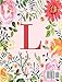L: Monogram Initial L Notebook for Women and Girls, Pink Floral 8.5 x 11
