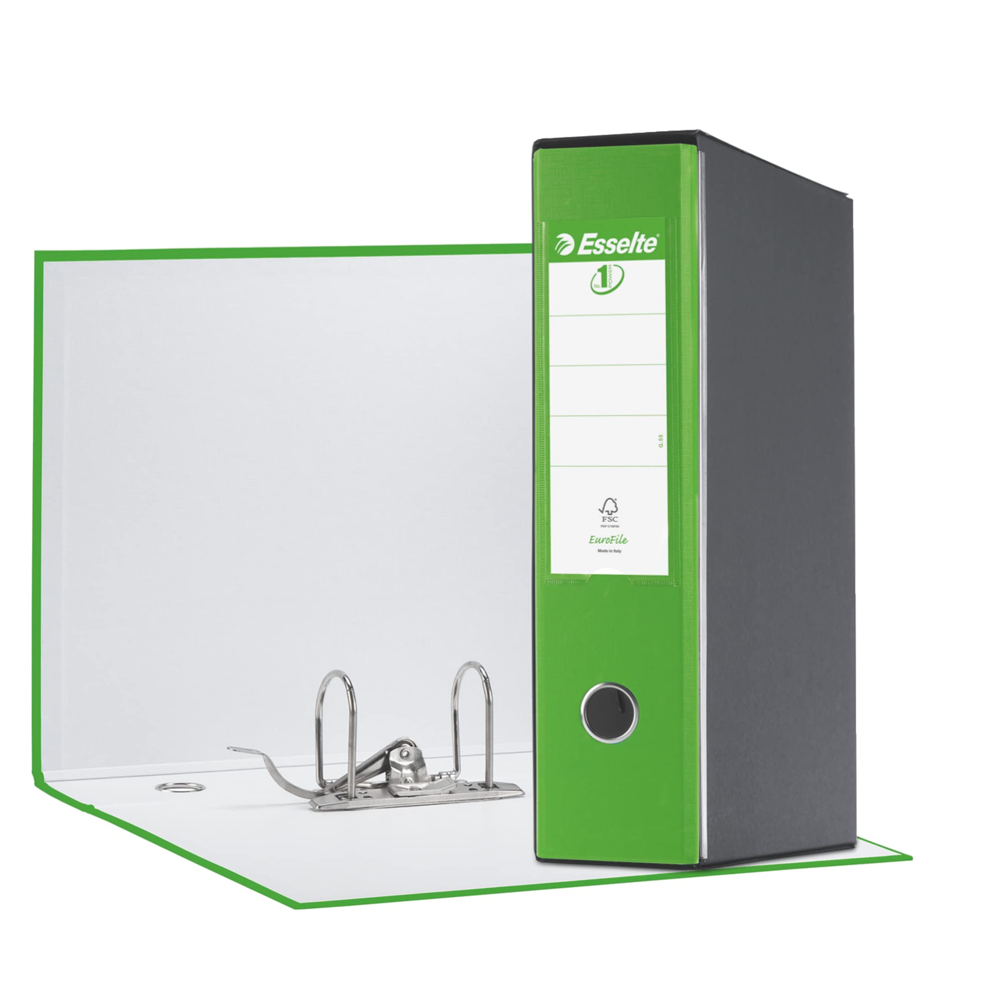 Esselte – RACCOGLITORE EUROFILE with Lever Mechanism Plastic Coated Cardboard,Green,8 cm