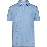 Izod Boys Performance Golf Grid Short Sleeve Stretch Collared Polo Shirt