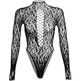 strentiki Women Sexy Leopard Fishnet Bodysuit - Mesh Tops Sheer Lingerie, Hollow Out Exotic Body Suits Festival Rave Outfits