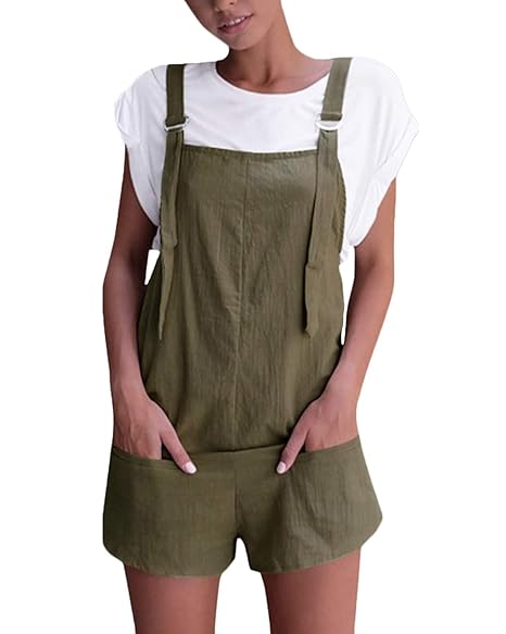 VONDA Damen Latzhose Retro Lange Overall Größe Jumpsuit Baggy Sommerhose