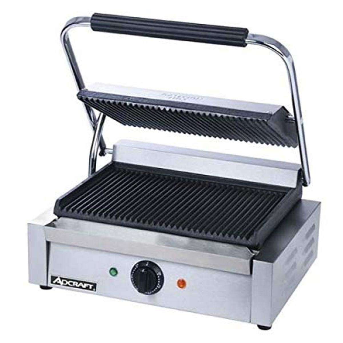 Adcraft SG-811E Grooved Electic Panini Grill, Stainless Steel, 1750-Watts, 120v, NSF