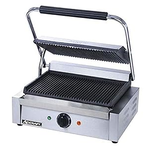Adcraft SG-811E Grooved Electic Panini Grill, Stainless Steel, 1750-Watts, 120v, NSF