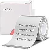 NIIMBOT Label Maker Tape 50×80mm Transparent Label Print Paper Compatible for NIIMBOT B1 B21, Thermal Sticker Paper 1.9'' x 3.15'' Waterproof Labeling Tape Replacement 95 Labels/Roll