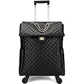 feilario 21in Leather Softside Underseat Carry on Suitcases Travel Duffel Bag with 4-rolling Spinner Wheels