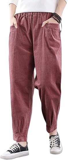 Amazon ｔａｉｔｅｎｇ パンツ レディース ロングパンツ コーデュロイ ズボン ゆったり テーパードパンツ 9分丈 ウェストゴム 着痩せ ボトムス 無地 ストレートパンツ 秋 Freeピンク ロングパンツ 通販