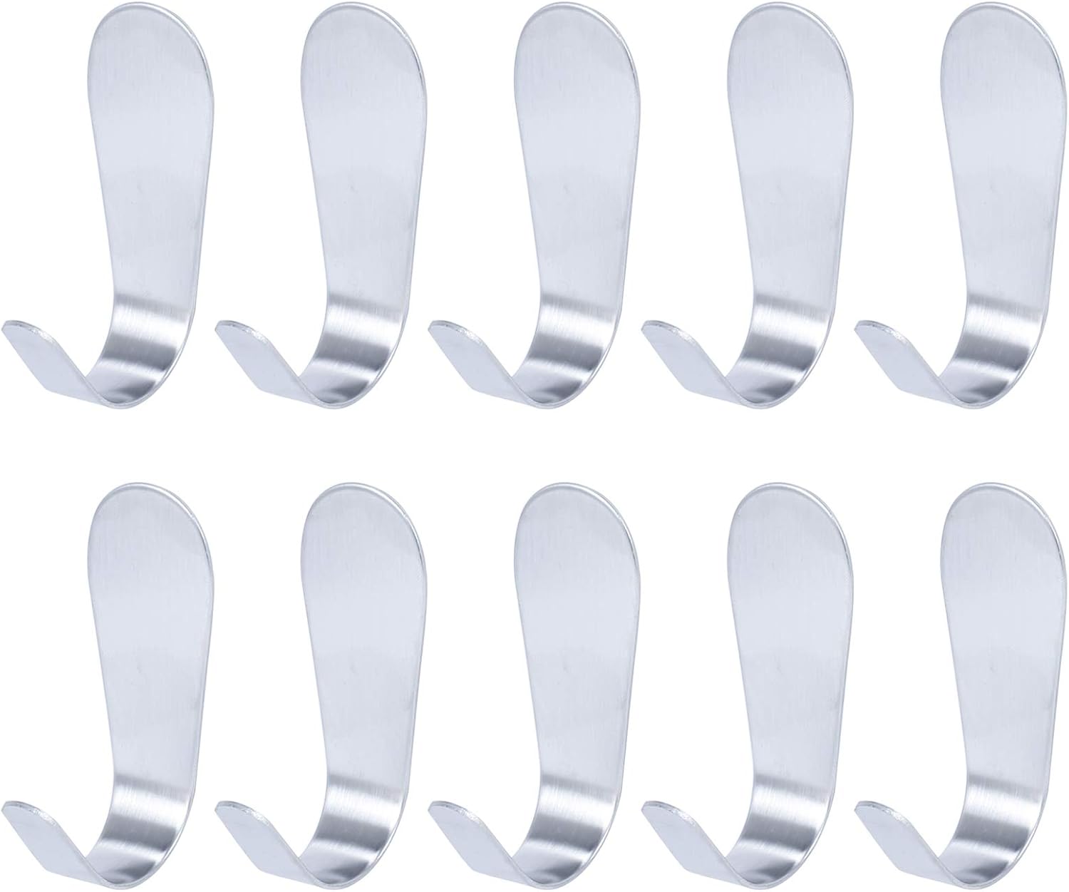 OUBTDK Adhesive Hooks 10Pcs Self Adhesive Hooks Heavy Duty Stick on Hooks Strong Wall Hanger J Hook Stainless Steel Sticky Wall Hooks for Kitchen Bathroom Office Toilet Waterproof and Rustproof