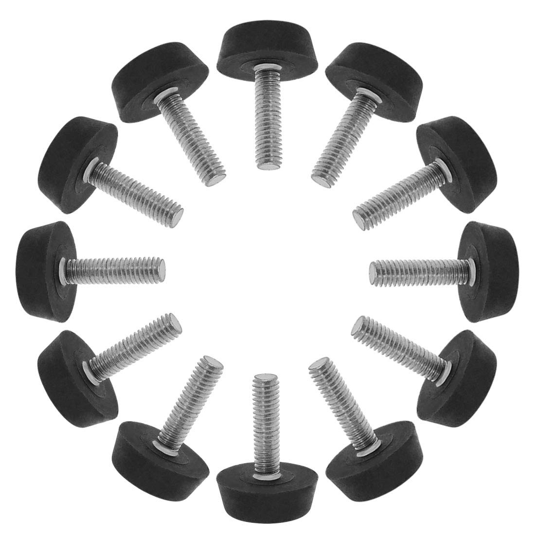 sourcingmap M6 x 22 x 22mm Furniture Glide Leveling Feet Adjustable Leveler Floor Protector for Table Desk Leg 12 Pack