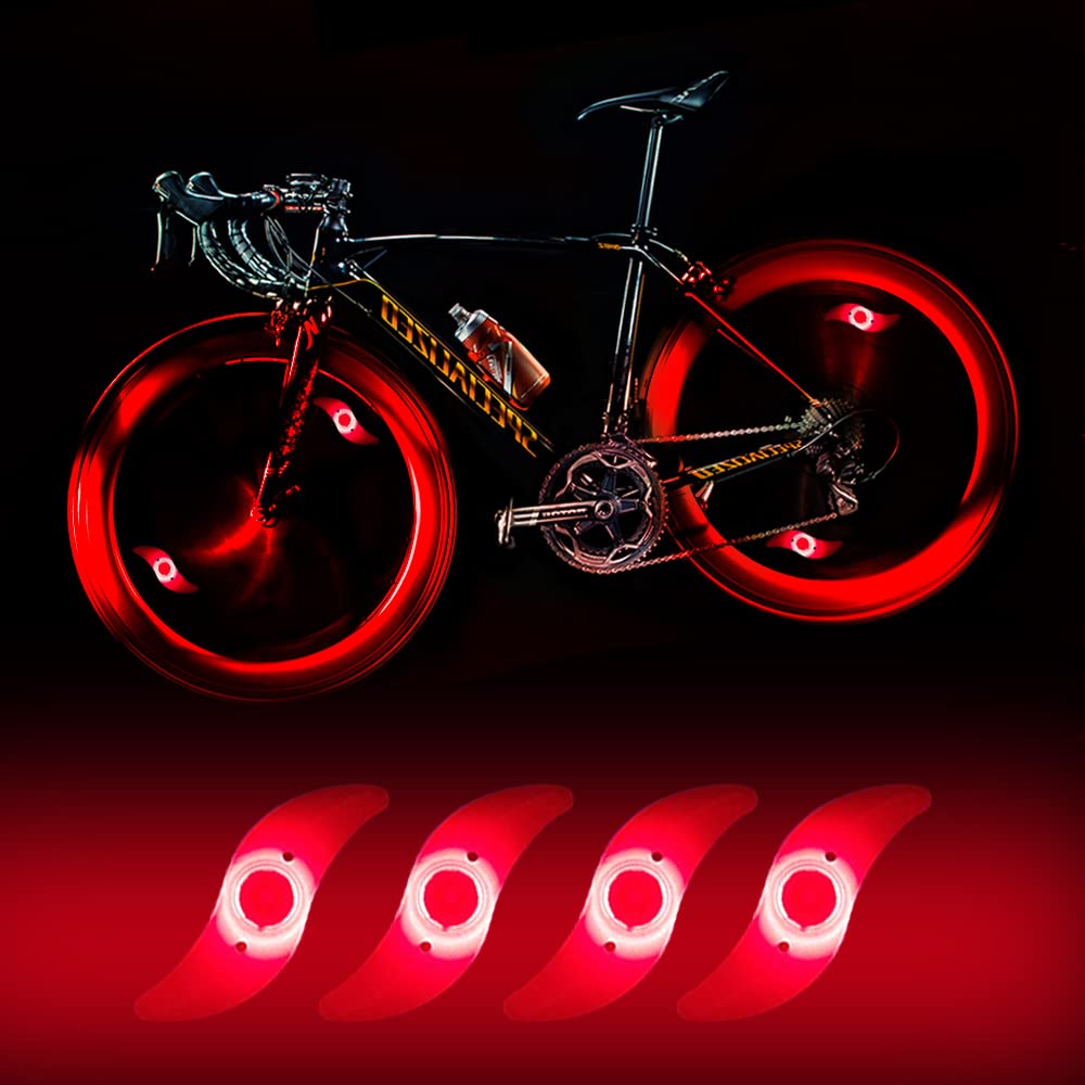 yifengshun 4 Wheel Lights Red Bicycle Lights Waterproof LED Bicycle Tyre Lamp with 3 Flashing Modes for Mountain Bike Bicycle Adult and Children