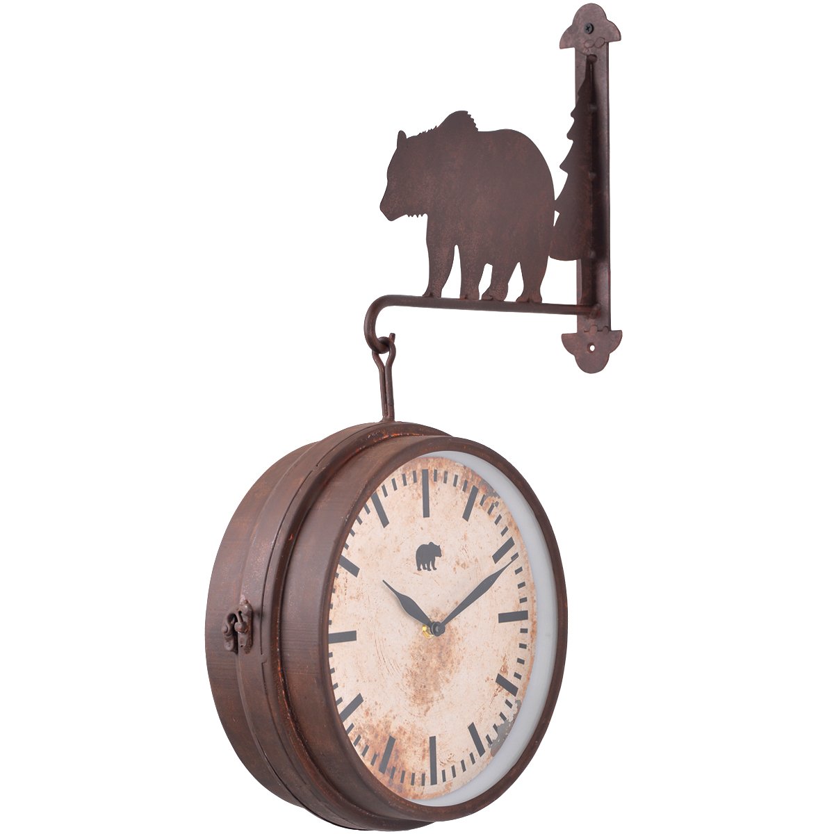 NIKKY HOME Bear for Cabin Decor Wall Hanging Clock, Rustic Brown