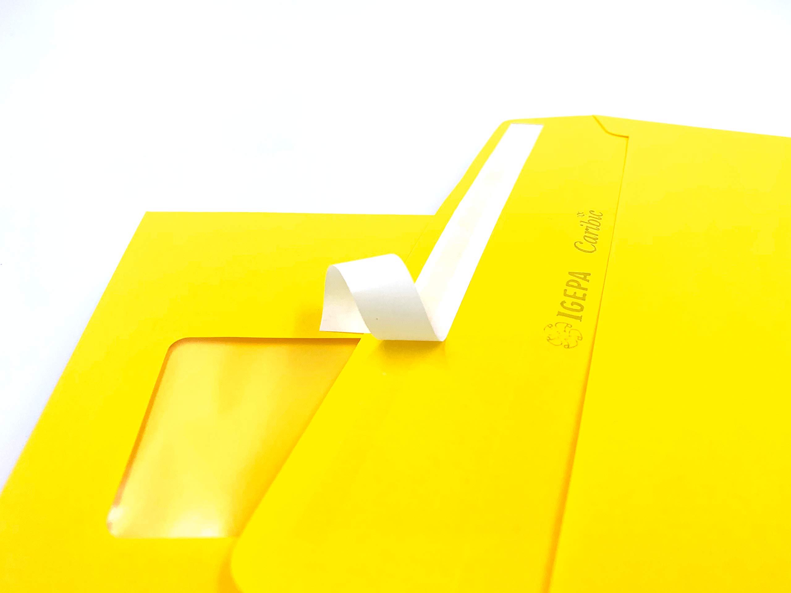 100 Envelopes with Window, Yellow, Sulphur Yellow, 220 x 110 mm, Peel and Seal