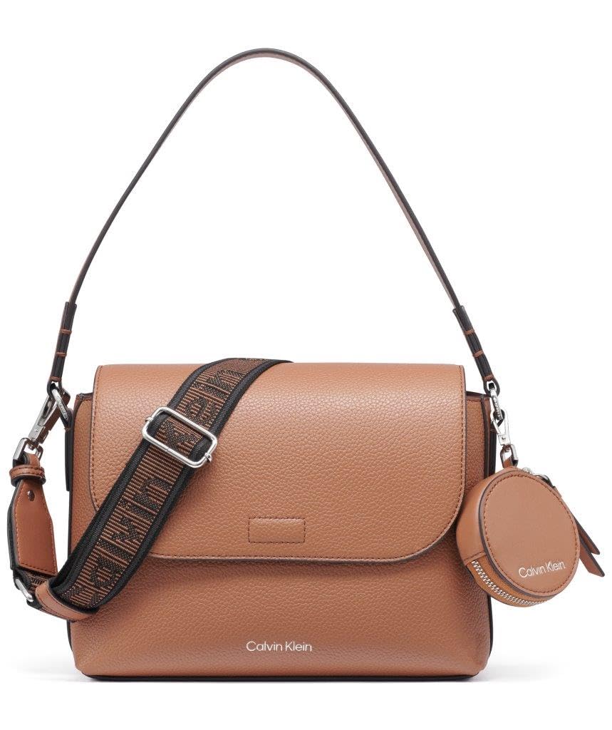 Calvin Klein Millie 2 in 1 Flap Shoulder Bag & Crossbody, Caramel, One Size