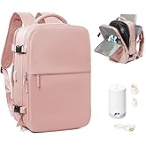 Vacuum Seal Compression Travel Backpack for Women Men Air Backpack Vacpack Travel Vacuum Bags with Pump Laptop Backpack with Shoe Compartment Carry On Suitcase Luggage Flight Approved Pink
