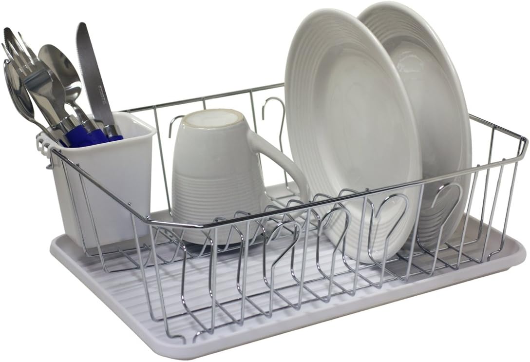 Home Basics Small Chrome Dish Drainer, tray color may vary