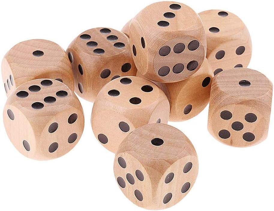Mahjong Dice Natural 16mm Wooden D6 Six Sided Dice Natural Wooden Dice