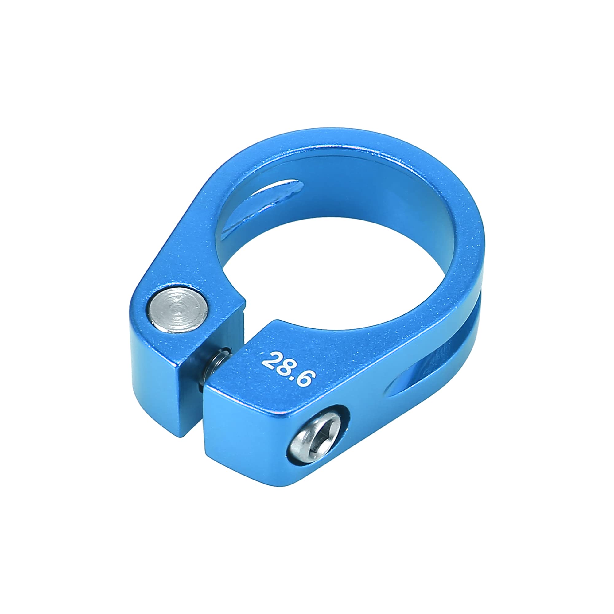 X AUTOHAUX 28.6mm Aluminium Alloy Bicycle Seat Post Clamp Seat Post Clip Blue