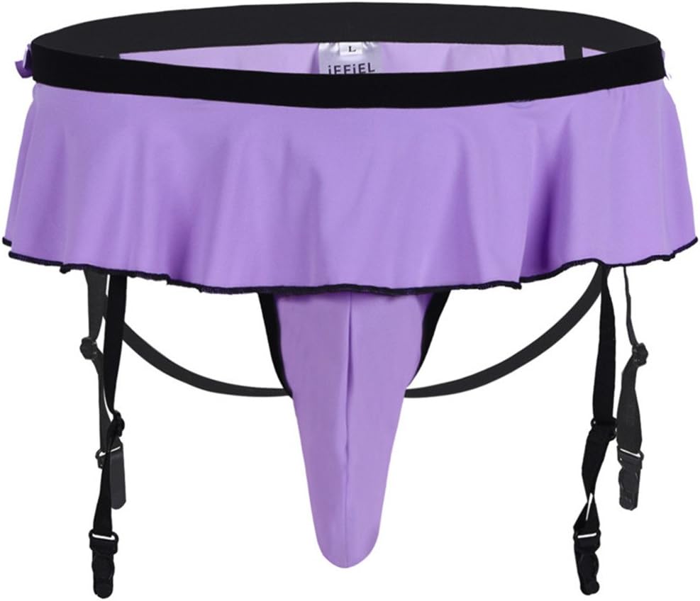 SVlove Men's Briefs Front with Bulge Pouch Garters Gay Men Lingerie Open Butt