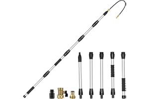 Buyplus Gutter Cleaner Tools from The Ground, Rain Gutter Cleaner Hose Attachment with Extension Poles Up to 8FT, Bendable Gutters Wand | 5 Spray Patterns, Perfect for Garden Hose