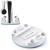 NEWDERY for PS5/Slim/Pro Console Stand, with Dual Charging Station for PlayStation 5 Controllers, Adjustable RGB Light, for P
