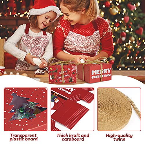 VGOODALL 14PCS Christmas Bakery Boxes with Window, Single Cupcake Carrier with Window Insert and Handle Pastry Containers Muffins Cupcake Carriers for Bakery Wrapping Party Favor Packing