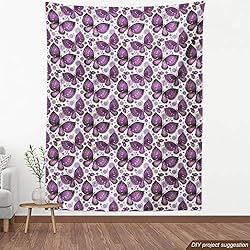 Ambesonne Natural Fabric by The Yard, Butterflies