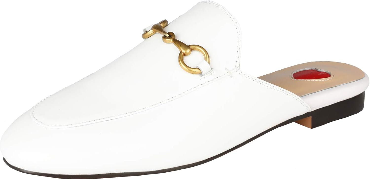 womens leather slip on mules