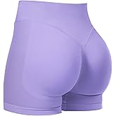 Buauty Women Workout Shorts 3.6" Butt Lifting High-Waisted Seamless Pants Scrunch Booty Athletic Gym Yoga Biker Shorts Lilac XS