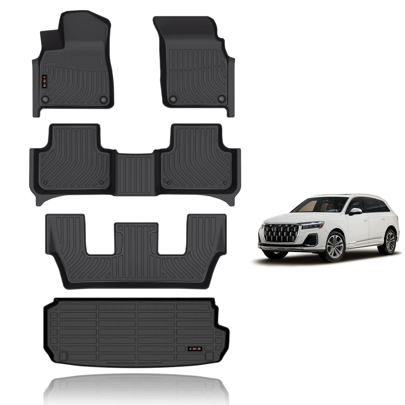 KELCSEECS Floor Mats & Cargo Liner Custom for Q7/SQ7 2025 2024-2020 All Weather Car Mats Automotive Cargo Mat Trunk Mat Q7 Trunk Liner Cargo Liner Image