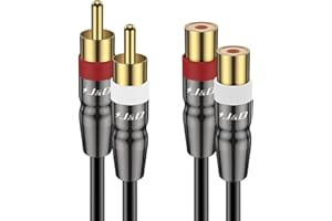 J&D 2 RCA Extension Cable Male to Female, Copper Shell Gold-Plated 2RCA Male to 2RCA Female Cable Stereo Audio Extender Cord 