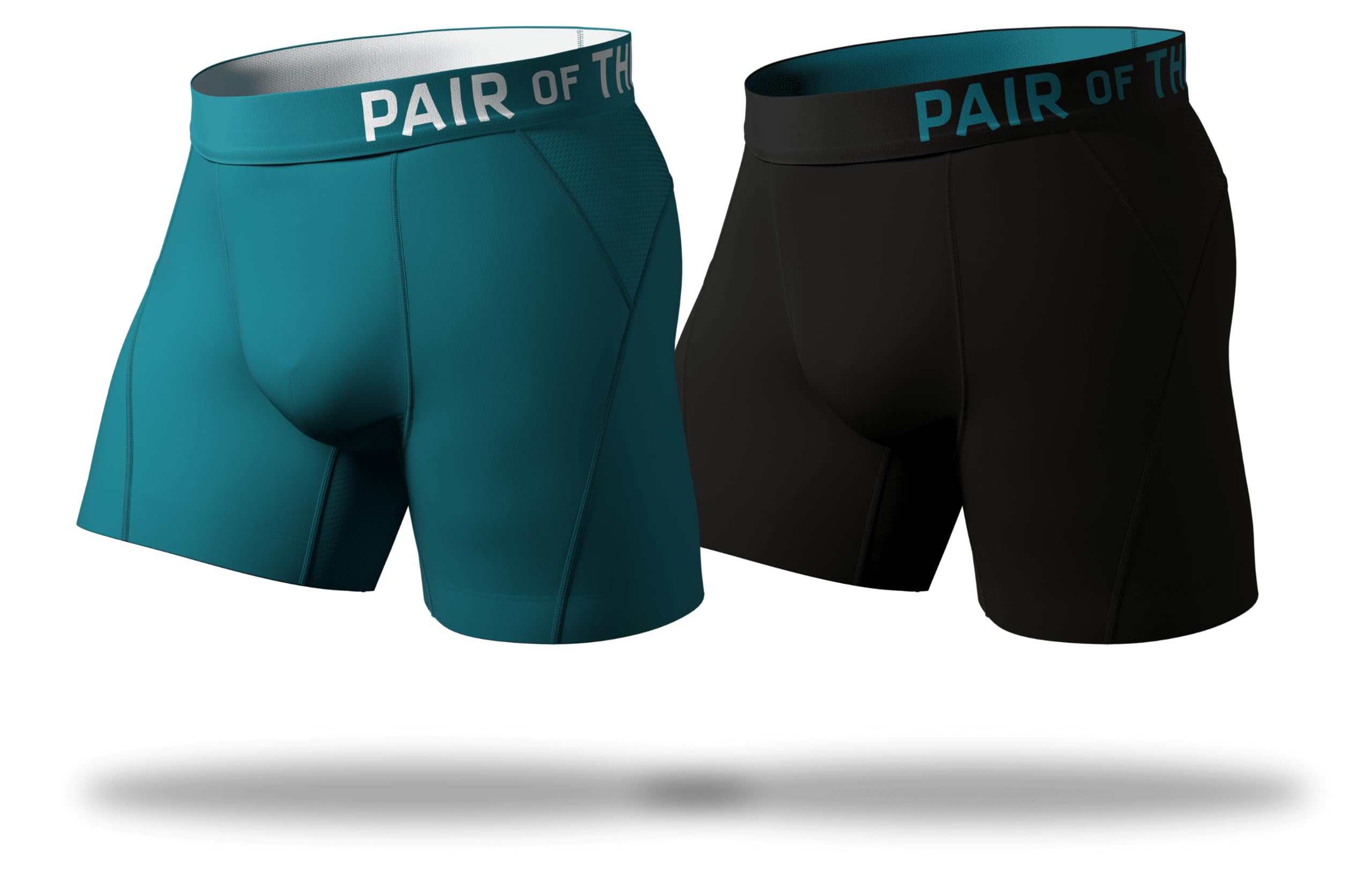 Photo 1 of Pair of Thieves Men's SuperCool Boxer Underwear with Zoned Air Vents, Contoured Supportive Pouch & Moisture-Wicking Anti-Odor Tech - Comfortable Athletic Boxers for Sports & Workouts Black/Turquoise